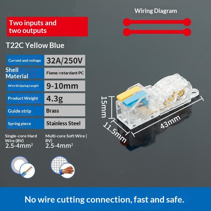 Mini Quick Terminal Block Fast T Type Wire Connector Electric Splice Crimp Non Destructive Without Breaking Cable Insulated Lin