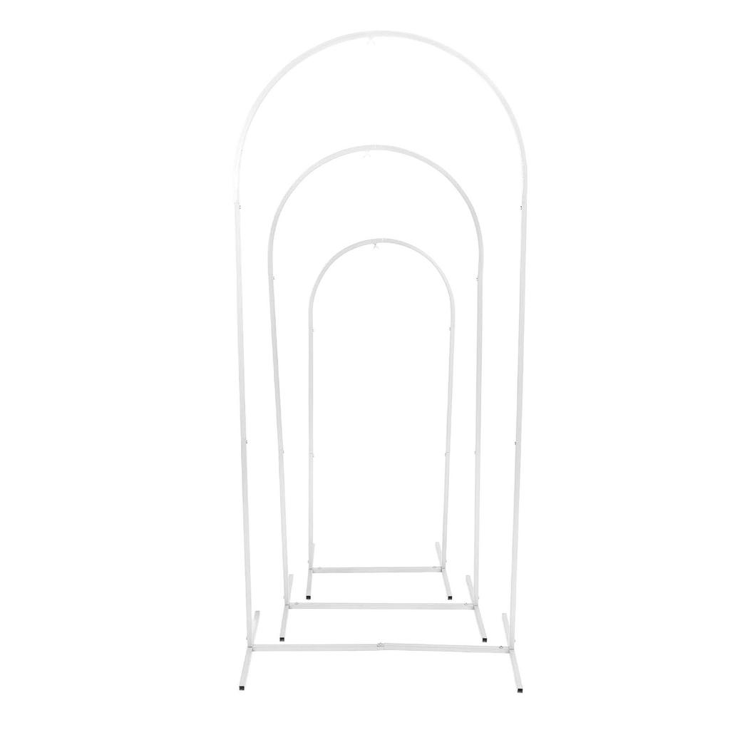 3PCS Set Wedding Arch Backdrop Stand 4ft 5ft 6ft Metal Balloon Arched Backdrop Stand for Outdoor White