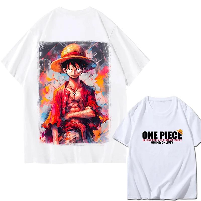 ONE PIECE Zoro Luffy Gear 5 Printed Loose Short-sleeved Cotton T-shirt Summer Tide Pure Cotton Unisex Parent-child Clothing