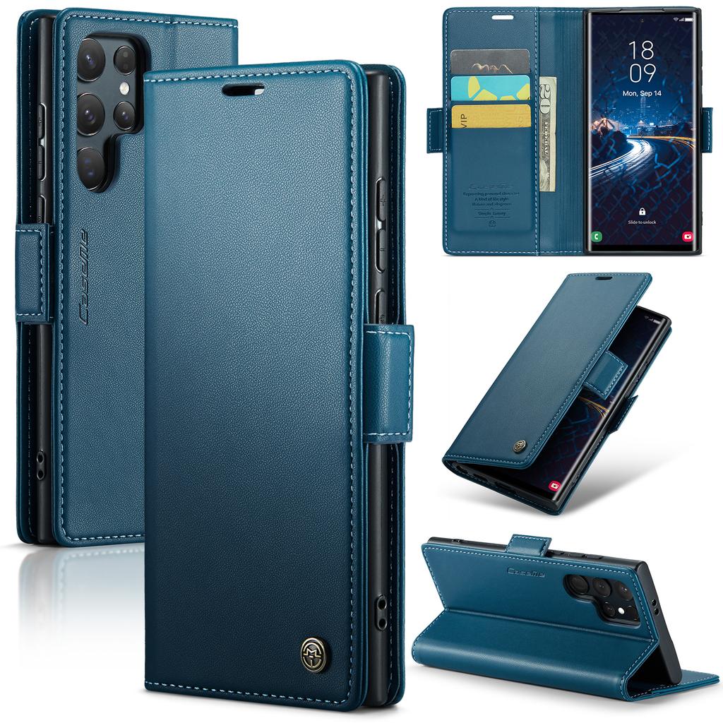 CaseMe RFID Blocking Wallet Case for Galaxy S24 Ultra S10 S20 S21 S22 S23 S25 Card Holder Magnetic Clasp Leather Book Folio Case