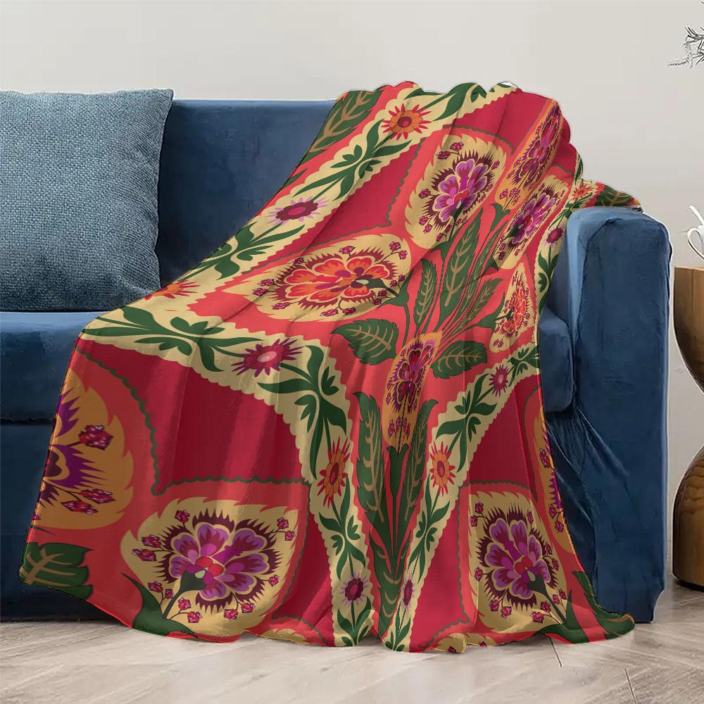 Vibrant Floral Embroidered Throw Blankets Soft Warm Flannel Scottish Terrier Pet Throw Blanket Bed Sofa Couch Bedspreads Quilt