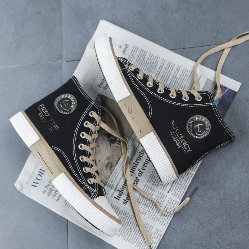 

Мужские парусиновые кеды высокий верх 2025 новый тренд универсальные молодежные повседневные летние дышащие тканевые кеды модная обувь 44