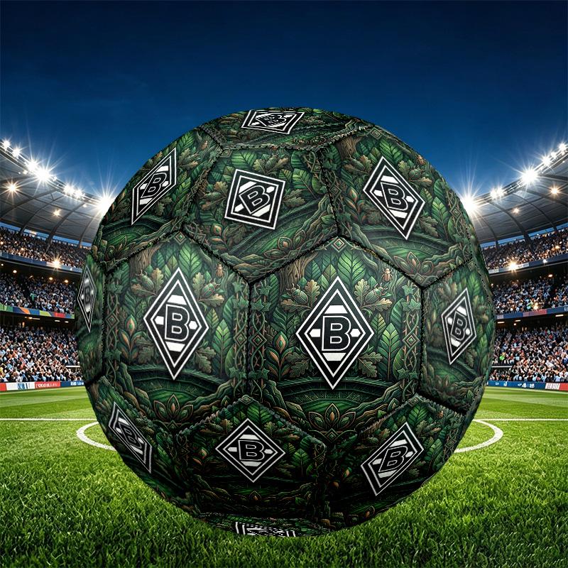 Borussia Monchengladbach Print Size 5 Soccer Ball, PU Wear Resistant Football for Match Training and Daily Practice, Birthday Gift for Soccer Fans