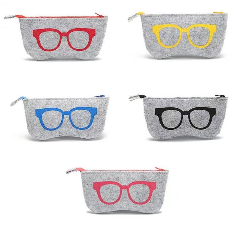 1pc Unisex Felt Glasses Bag Portable Glasses Storage Bag Travel Sunglasses Eyeglass Organizer Pencil Case Makeup Bag with Zipper