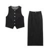 2025 Spring Women's European & American Style Casual Sleeveless Vest and Skirt Set