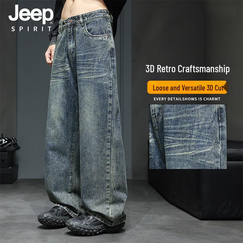 JEEP SPIRIT Men s Vintage Washed Straight-Fit Jeans XL