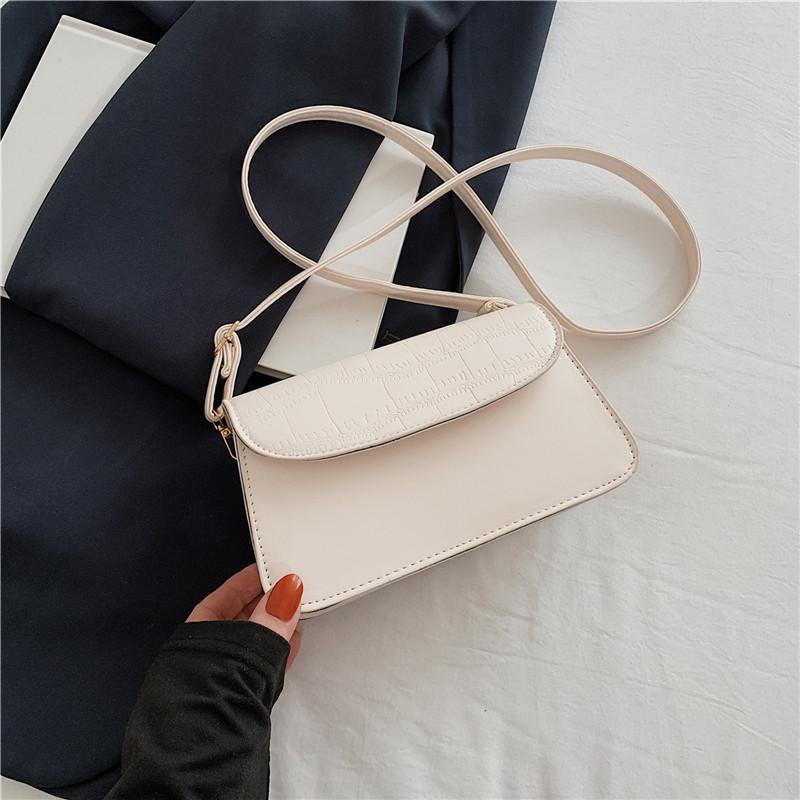 Trendy Pu Material Crossbody Bag With Chic Stitching Details And Single Shoulder Strap белый