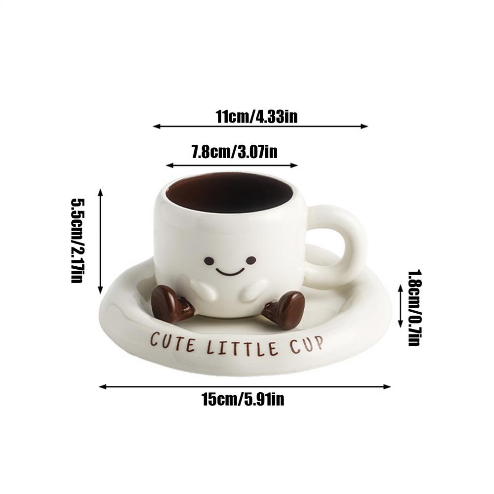 

250ml Ceramic Coffee Mugs Cute 3D Foot Cartoon Mug with Saucer Household Tea Cup for Tea Milk Cold Hot Beverages Desk Kitchen 250ml