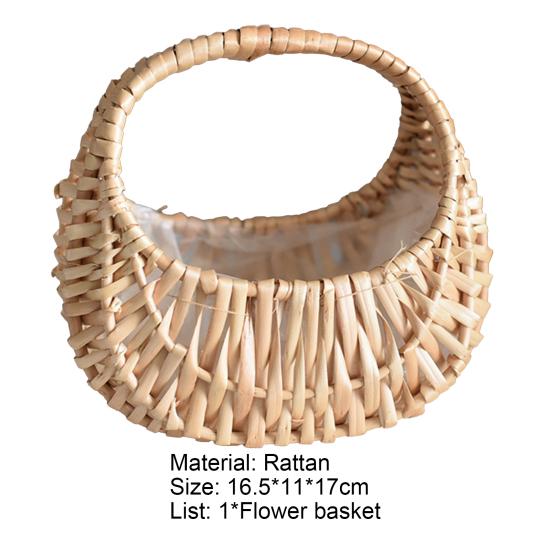 Flower Basket Attractive Appearance Easy Carrying Durable Rattan Flower Basket for Wedding