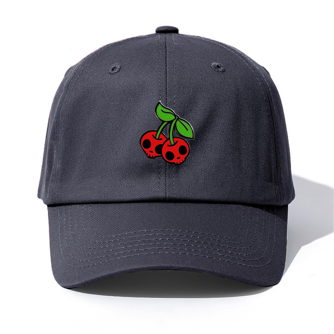 

1pc Skull Cherries Print Baseball Cap for AdultsMinimalist Retro Style Casual Soft Adjustable Dad HatPerfect As Gift