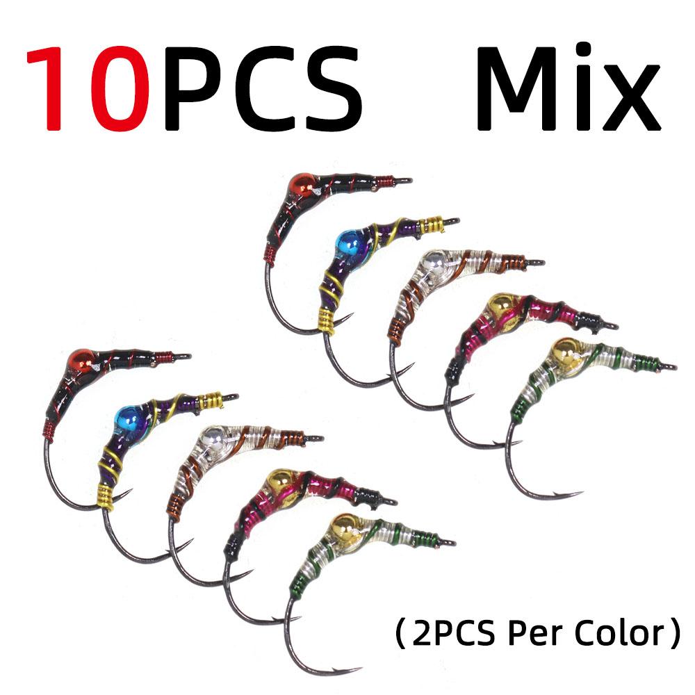 #9 Brass Bead Epoxy Chironomid Buzzer Nymph Fly, Midge Pupa Fast Sinking Fly Fishing Flies for Trout Grayling Bass