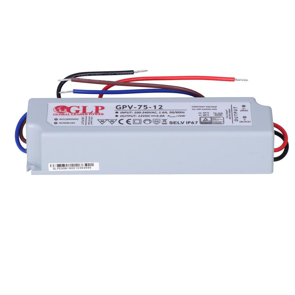 GLP LED Power Supply 12V, 6A, 75W