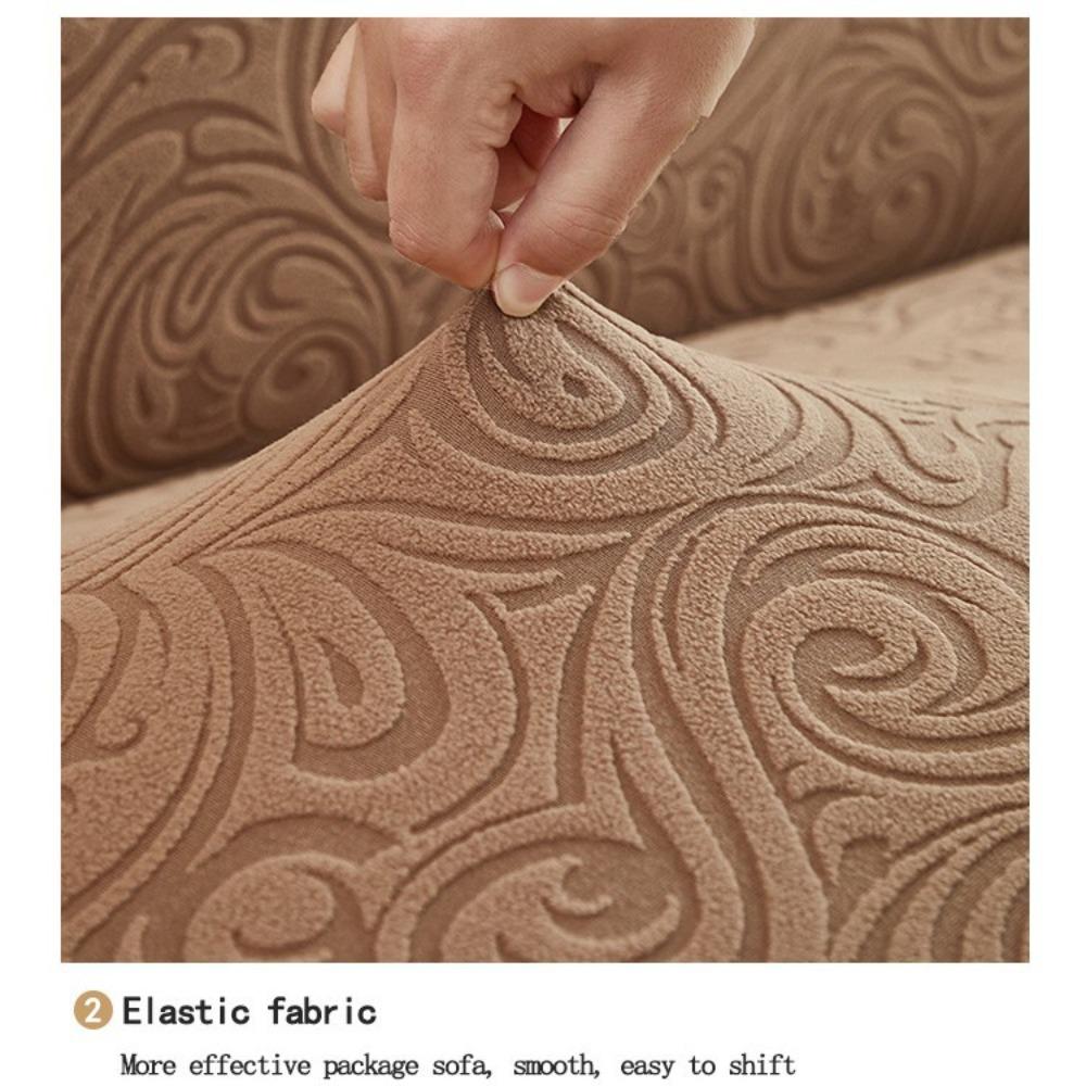 Thick Elastic Sofa Cover Full Wrap Embossed Fleece Dustproof Slip Resistant All Season Universal