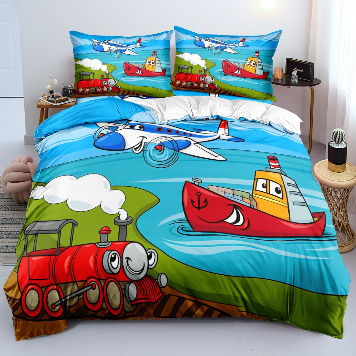 

Children S Cartoon Train Series Digital Printing Three-Piece Set 3D Grinding Three-Piece Set 180 * 220 three-piece set