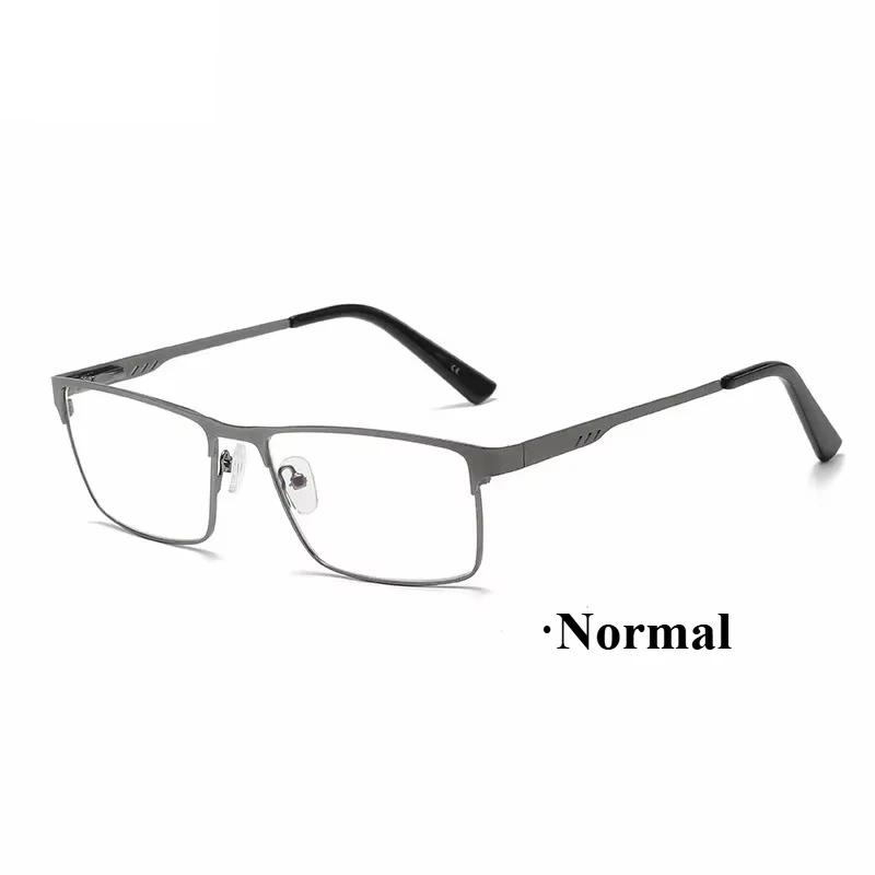 

Мужские квадратные металлические очки с большой оправой, мультифокальные фотохромные для чтения, пружинные дужки, для пожилых с пресбиопией, очки против синего света 3.5