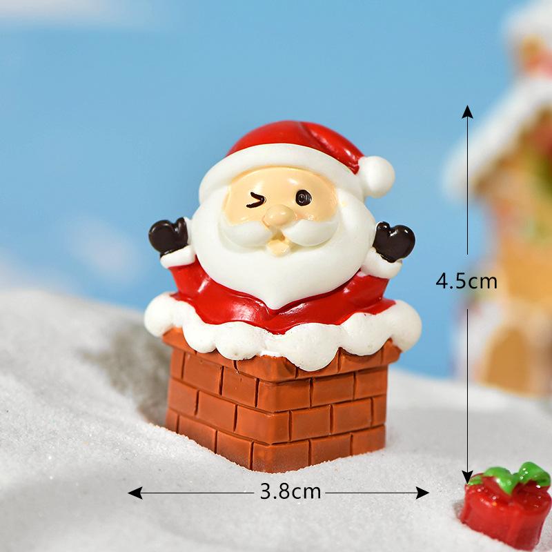 Christmas Micro Landscape High-Quality Snow Landscape Decoration Resin Figurines  Miniature Christmas Scene For Winter
