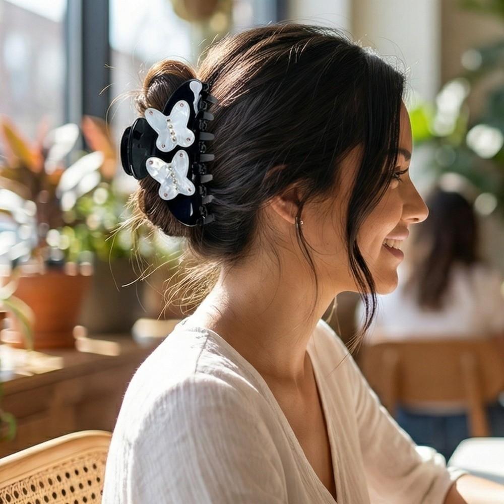 Flower Acetate Hair Crab Clip Headwear Large Shark Clip Sweet Butterfly Hair Claw  Female