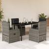 Vidaxl 5-Cz. Gartenmöbel-Set mit Kissen, Grau, PE-Rattan