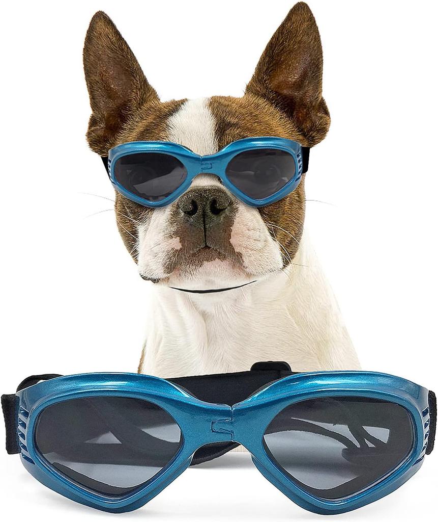 ATUBAN Dog Sunglasses for UV Protection Wind Protection Dust Protection Adjustable Strap Pet Glasses for Snow Beach Motorcycle