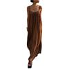 Fashionable Women's Back Hollow Vacation Women's Dress French Elegant Pleated Suspender Long Dress