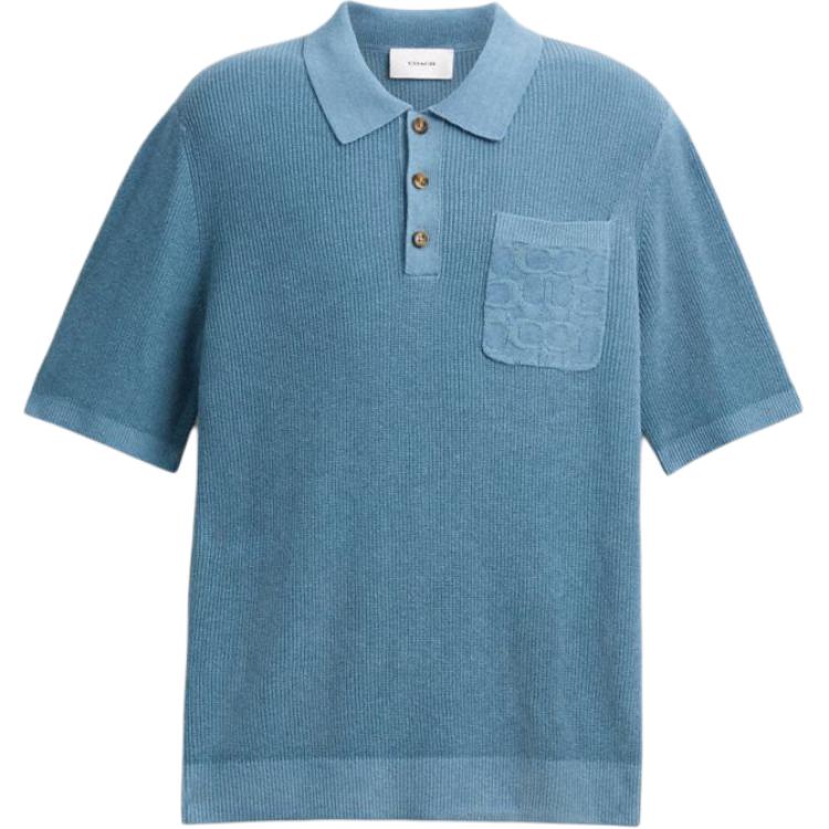

Coach Ss25 Short Sleeve Pocket Button Polo Shirt Men Polo Shirts Blue CY571-P0R XL