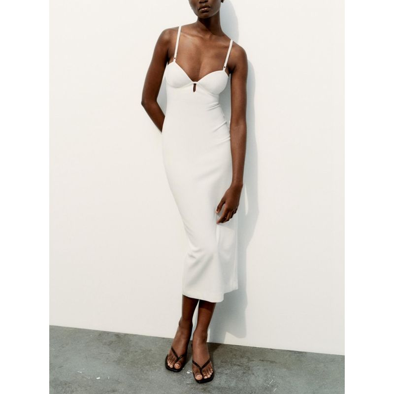 Za2024 Summer New Product Women's Clothes Sexy Split Waist Fitted Midi Sling Dress 4661315 250