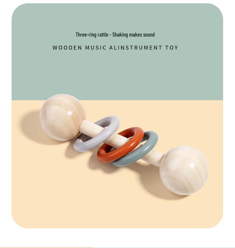 Orff Wooden Baby Rattle Bell - Infant Early Education & Soothing Crib Toy