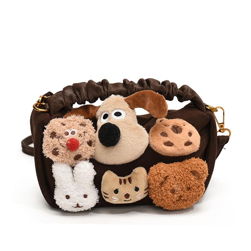 

Puppy Capybara Cute Animal Plush Doll Crossbody Handbag For Girls Playtime коричневий
