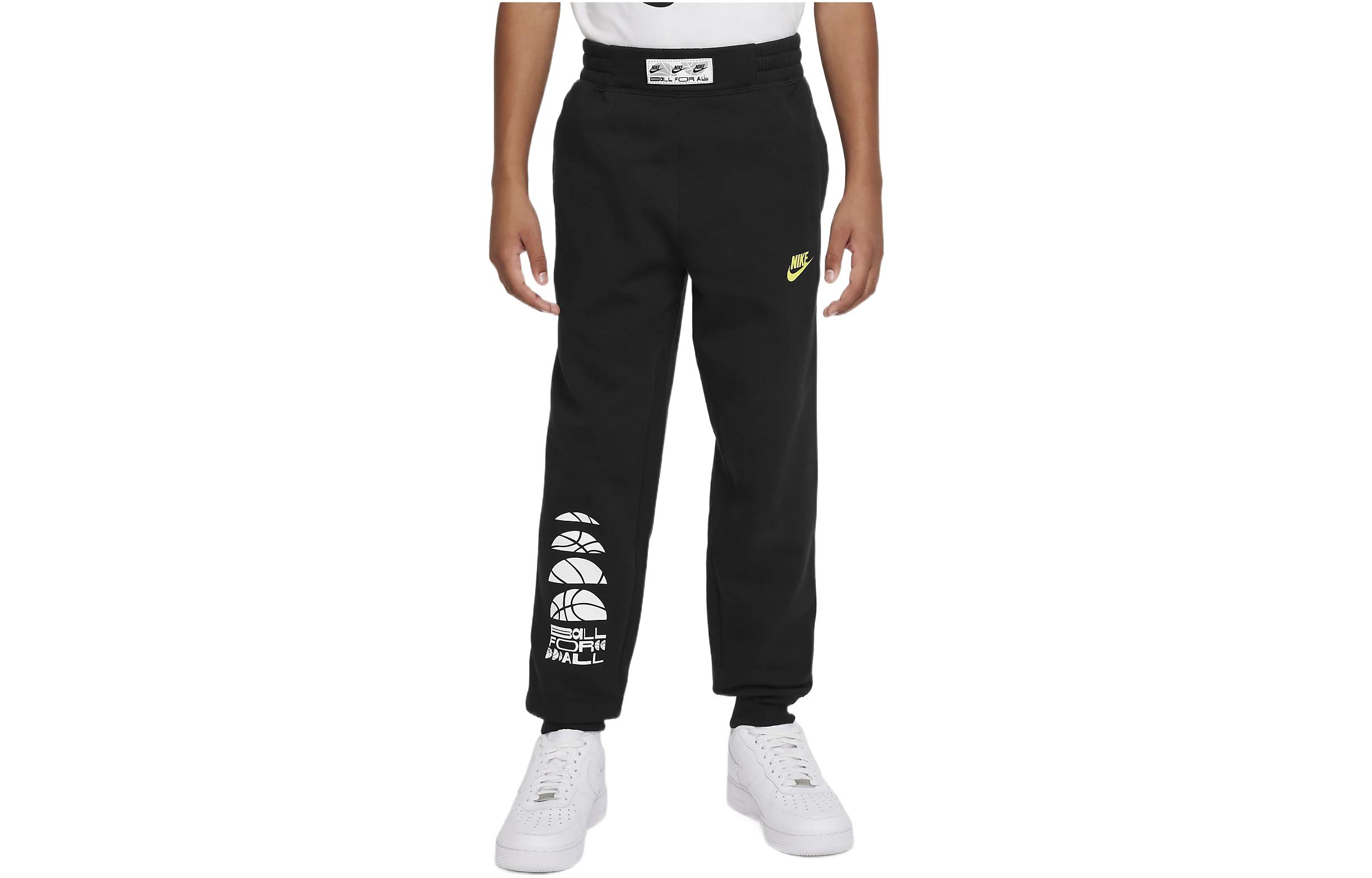 Nike Logo Print Fleece Lined Knitted Sweatpants Kids  Black DX5510-010 XL