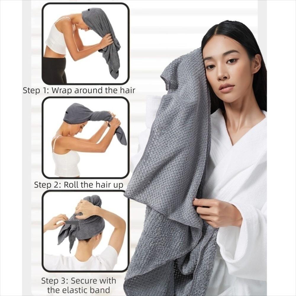 Ultra Absorbent Microfiber Hair Towel Soft with Elastic Band Extra Large Wrap Turban Large Coral Fleece Quickly Dry Hair Hat