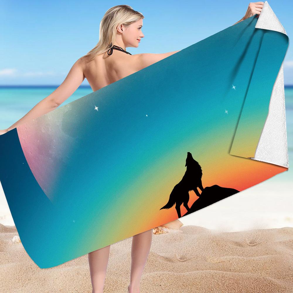 Wolf Beach Towels Super Abaorbation Bath Towel Mystery Vicious Wild Animals for Boys Men Adults for Travel Swimming Hotel Towels