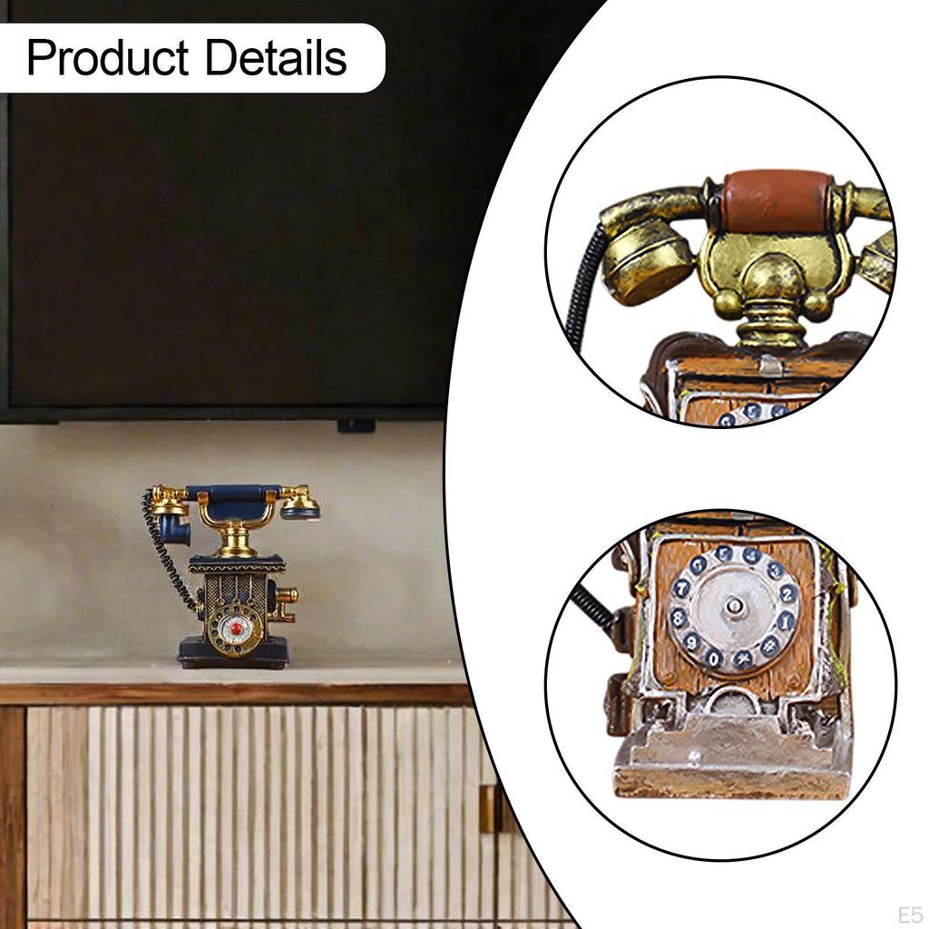 Phone Model Antique Figurine Creative,Corded,Desk Phone,Wall Decor Statue Vintage Rotary