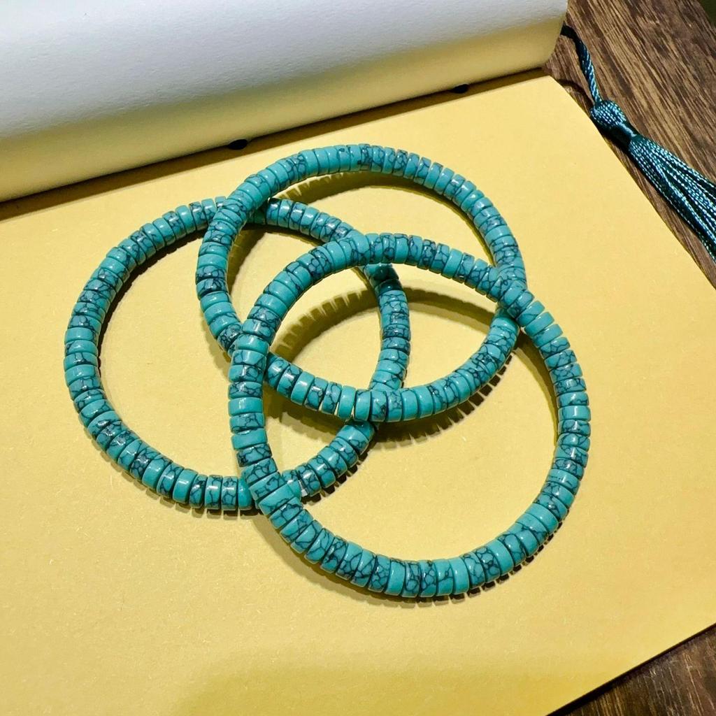 Turquoise Porcelain Blue Tibetan Net Pattern Spacer Beads for DIY Bracelets