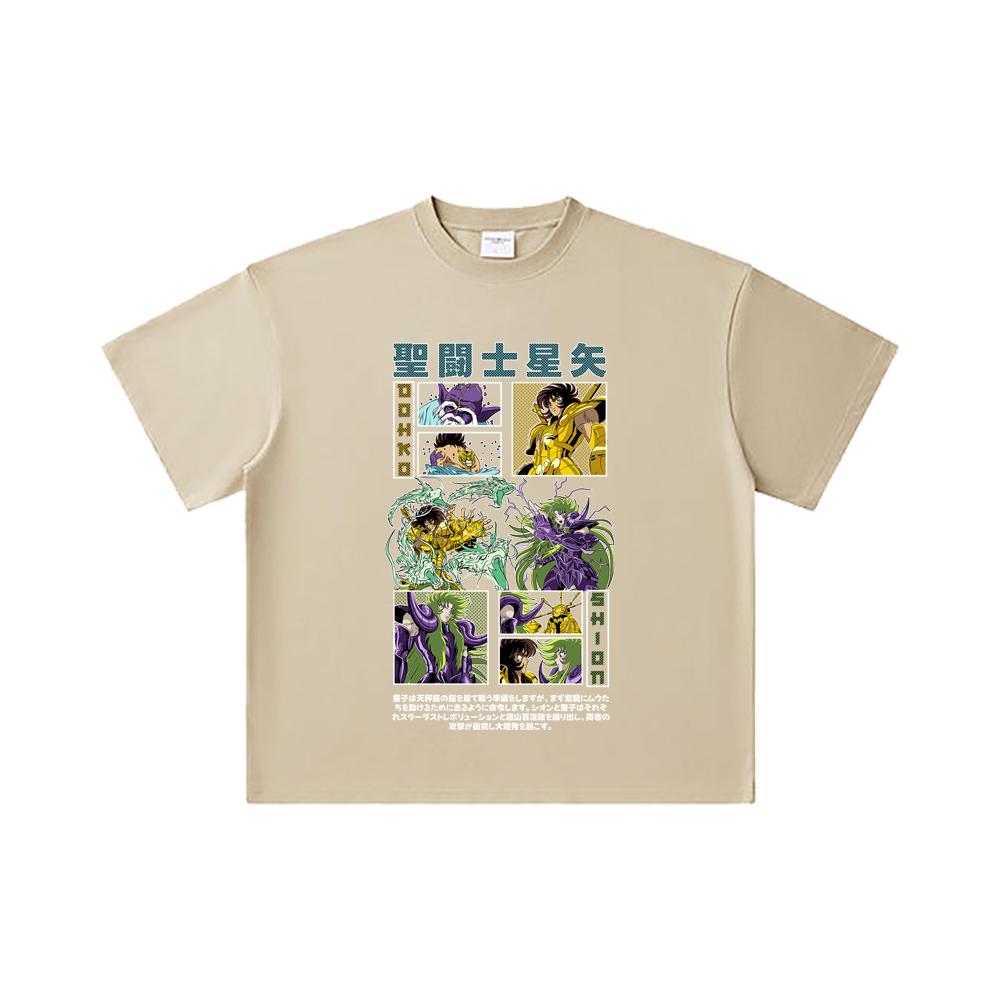 260 GSM Double Yarn 32 Count 100% Cotton Saint Seiya V5 Dohko Shion Print Unisex Heavy Cotton T Shirt
