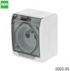 Single Socket, Surface-mounted, IP44, White, Smoke Flap, HERMES