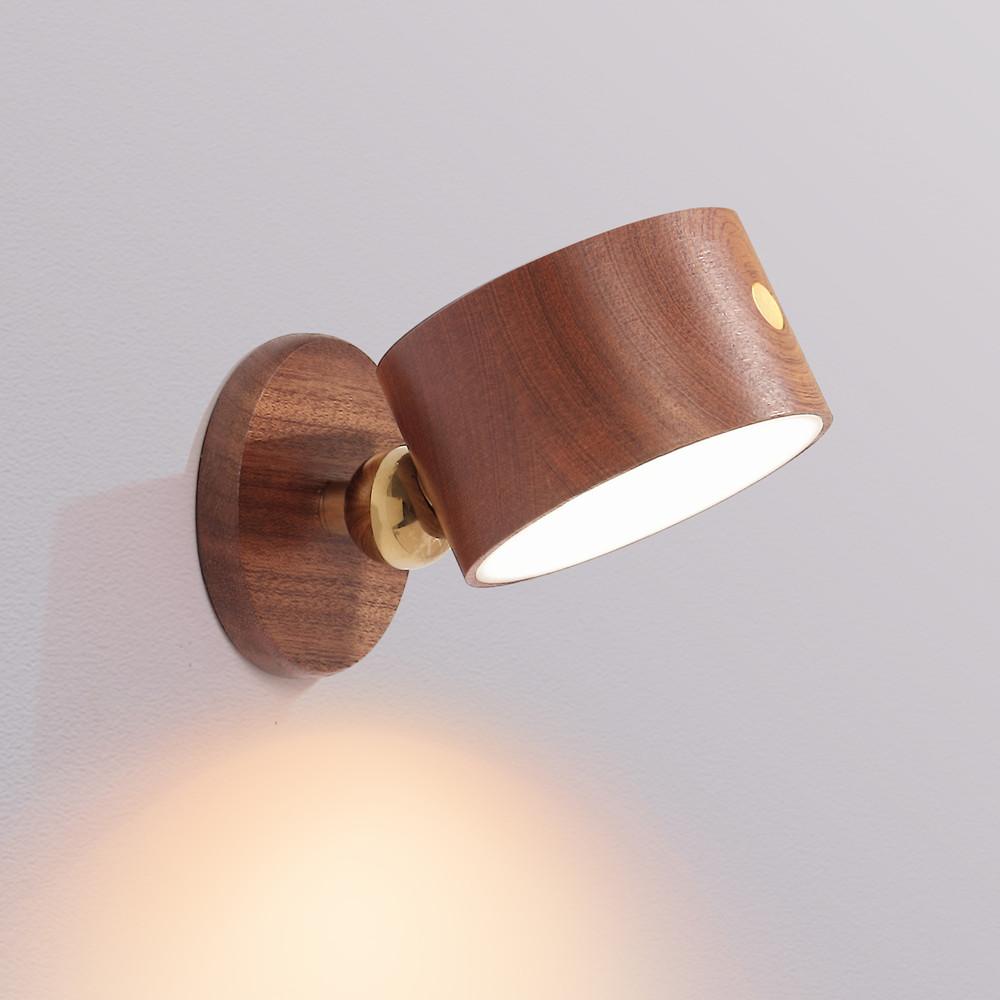 Dřevěná vnitřní nástěnná lampa s dotykovým stmíváním O 360° otočná LED noční světlo Dobíjecí nástěnná lampa do chodby