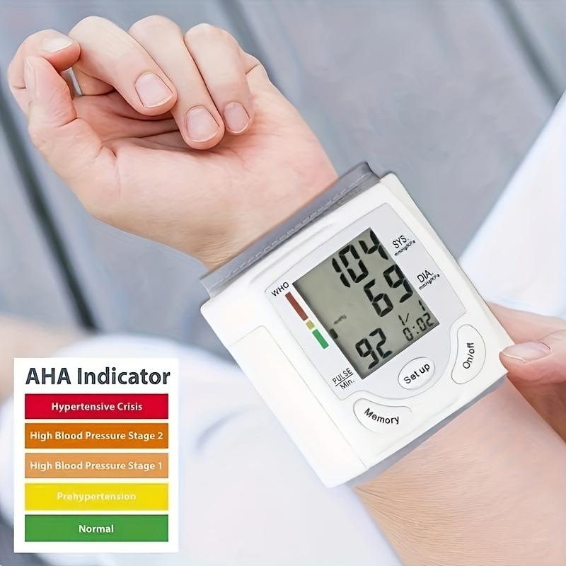 Monitor de Presión Arterial de Muñeca Automático con Pantalla LCD Grande - Brazalete Ajustable, Detección de Frecuencia de Pulso, Alerta de Latido Irregular