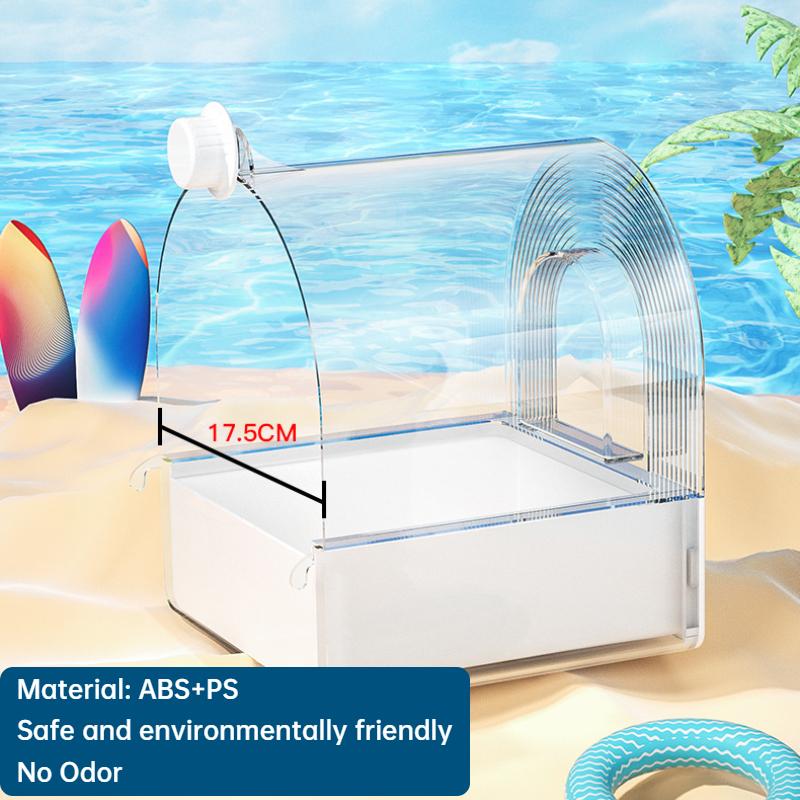 Large Bird Bath Cage Cleaning Pet Supplies Cockatiel Bird Clear Bathtub with Bottom Drawer Portable Shower for Most Birdcage