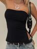 European and American Tube Tops with Split Ends In Summer Vests, Fashion Trend, Simple Off-the-shoulder Daily Beach Women's Tops