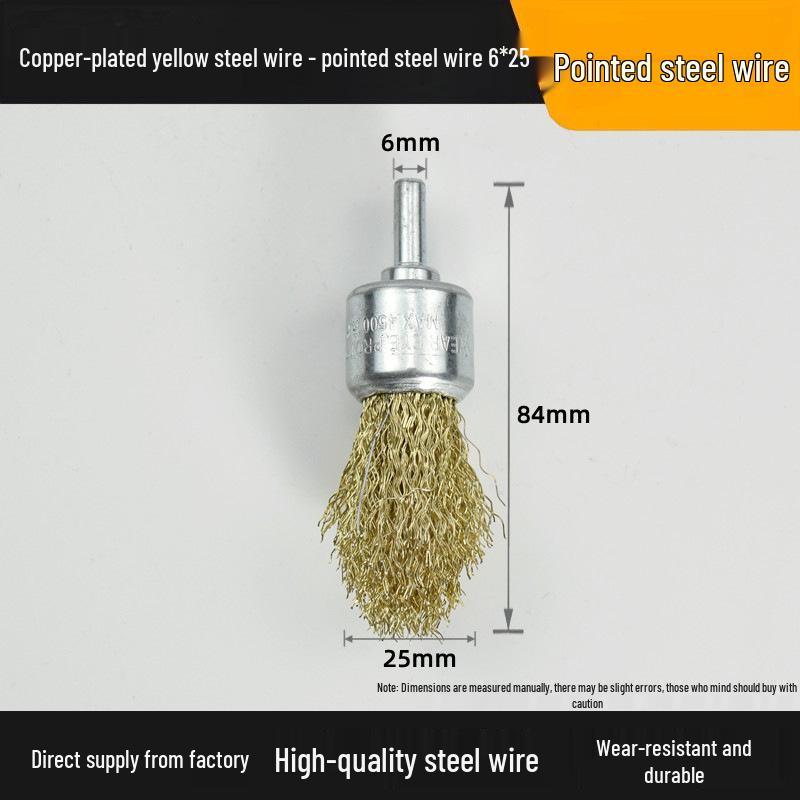 T-Shaped Electric Wire Brush with Handle for Rust Removal and Metal Cleaning - 6mm Handle