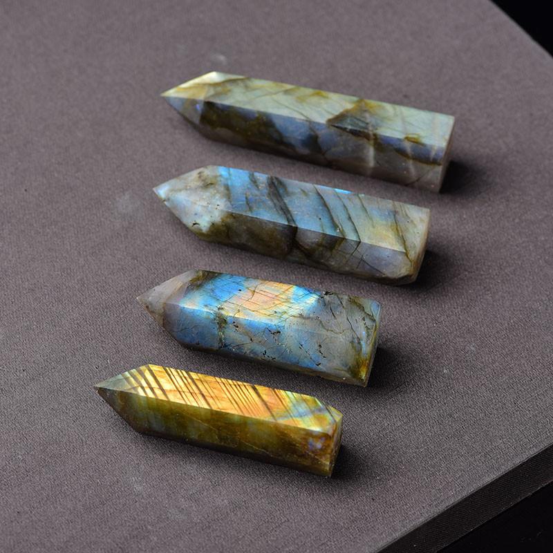 Exquisite Natural Labradorite Quartz Obelisk Crystal Wand For Spiritual Growth Gift