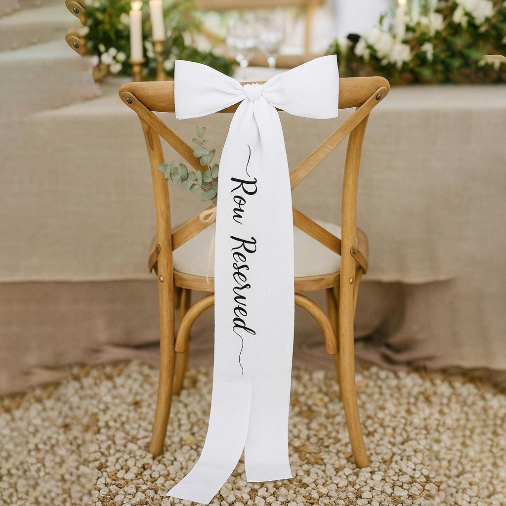 Reserved Chair Bow Ribbon Memorial Wedding Sign Ceremony Reception Decoration Bachelorette Party Seating Marker Ribbon