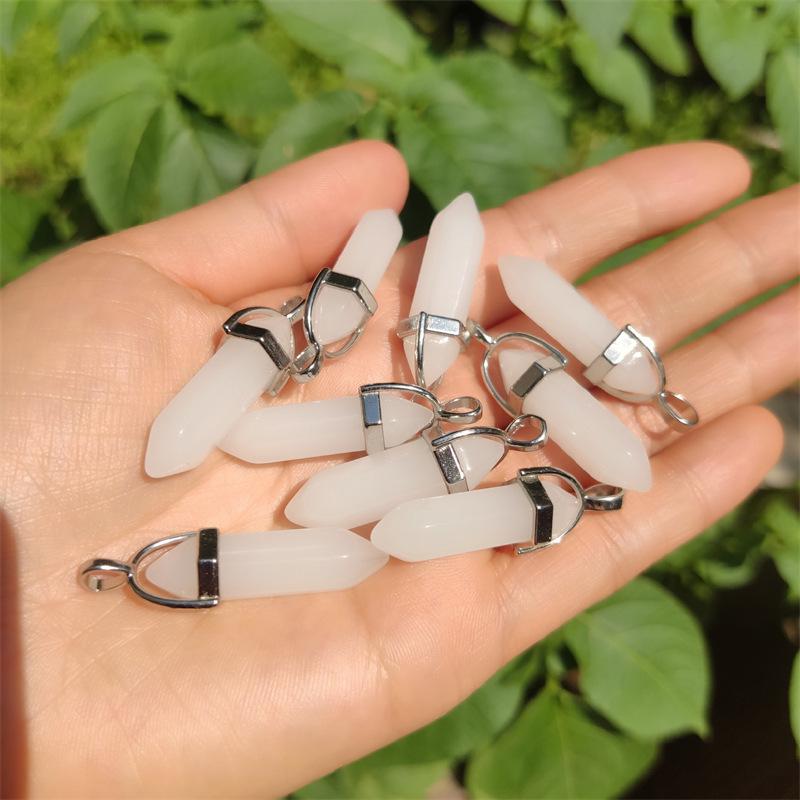 Crystal Hexagonal Pendant Necklace - European & American Popular Luminous Bullet Head Design