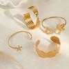 GEMCHIC Women's Summer Fashion Stainless Steel Cuff Bracelets 18K Gold Plated Open Bangle Floral Geometric Beach Jewelry