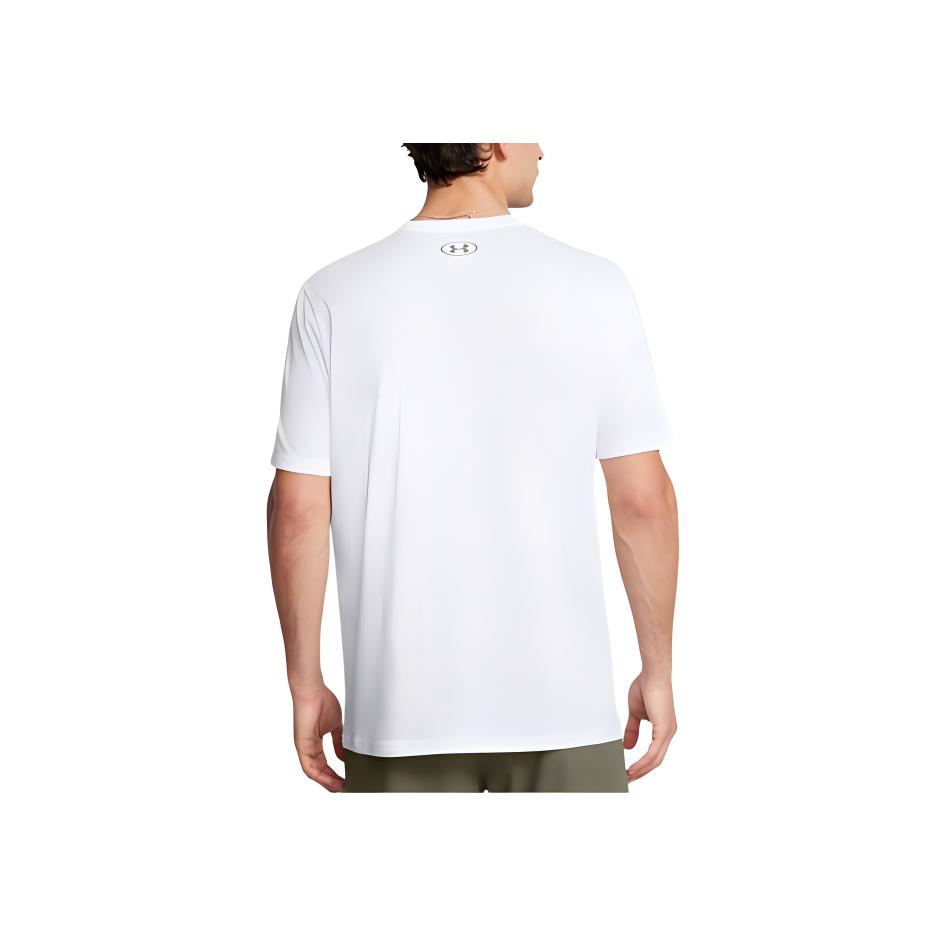 Under Armour Collegiate Logo Print Crew Neck Short Sleeve T-Shirt Men Tops White 1379537-101