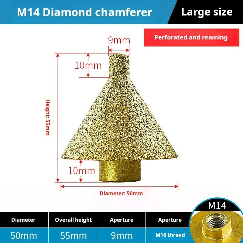 Diamond Beveling Chamfer Bit M10 M14 Thread Diamond Countersink Drill Bit Hole Opener Ceramic Tile Drilling and Enlarging Drill