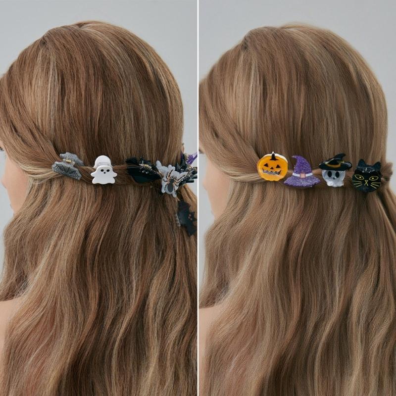 1PC Halloween Bat Pumpkin Spiders Hair Clip For Kids Party Costume Accessories Practical Acrylic Design Safe Hairpins