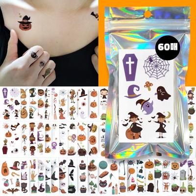 Nizel Children's Halloween Wound Tattoo Sticker Kids Henna Tattoo Replica, 1 Set, Halloween Mini A Set (60 Sheets) (A+B)
