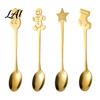 Cute Bear Coffee Stirrers 4Pcs Christmas Dessert Spoons Stainless Steel Spoons with Gingerbread Man Star Stocking Snowman Handle Unique Holiday