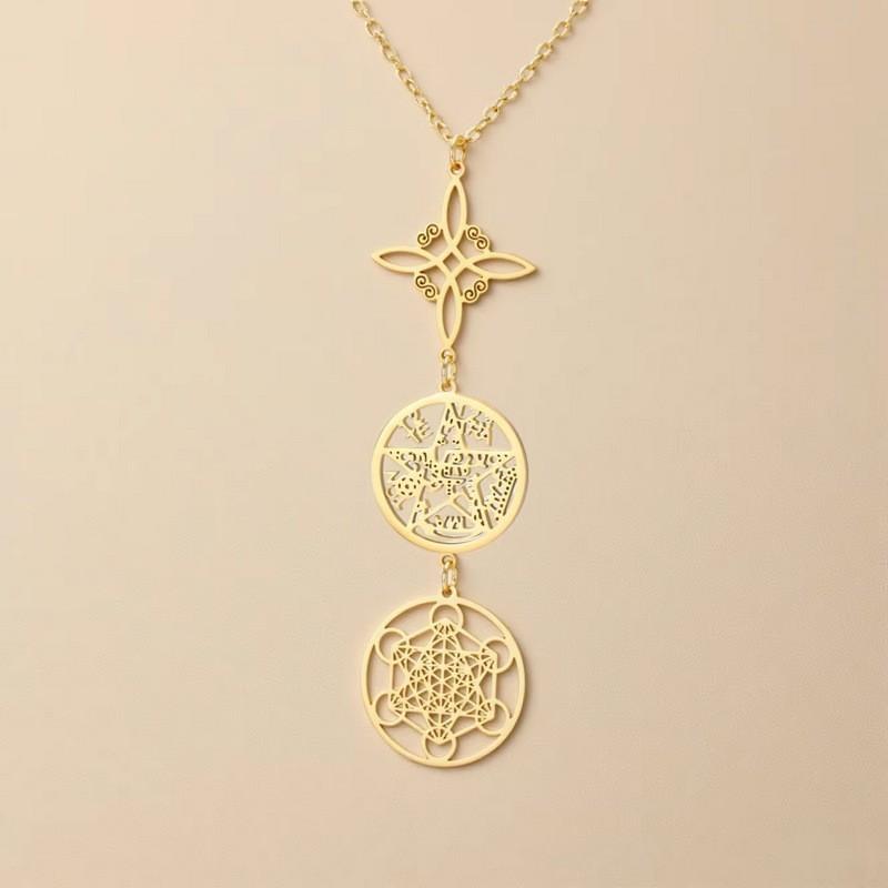 Collana Ciondolo Stella a Cinque Punte Svuotata a Forma di S con Doppio Foro Design Versatile Nodo Miko Gioielli